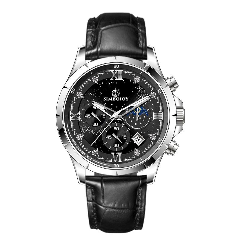 Top Brand Men's Watch Six Needle Calendar Night Light Waterproof Leisure Fashion Quartz Watch Comes with a Watch Box