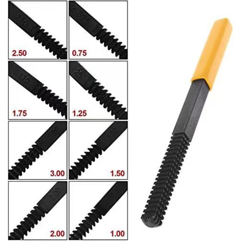 Thread Repair File Metric Thread Restoration Repair File Cleans Damaged Threads 0.75-3 mm Pitch Metal Hardware DIY Hand Tools