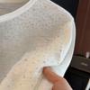 Blue Long Sleeved T-shirt Women's Ice Silk Knitted Thin Loose Top