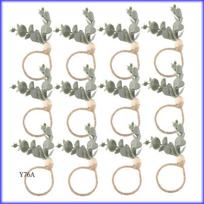 Good-Napkin Rings Rustic Eucalyptus Wooden Napkin Rings Boho Leaf Wood Bead Farmhouse Napkin Ring Holder