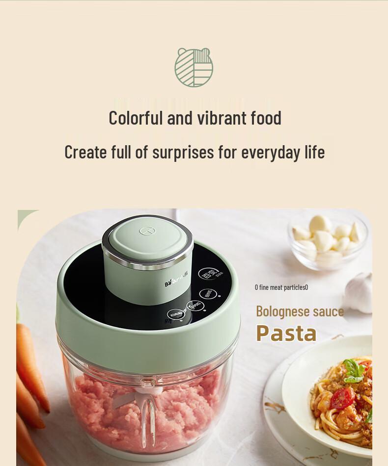 Little Bear Dual-Blade Electric Meat and Garlic Grinder, Automatic Glass Blender