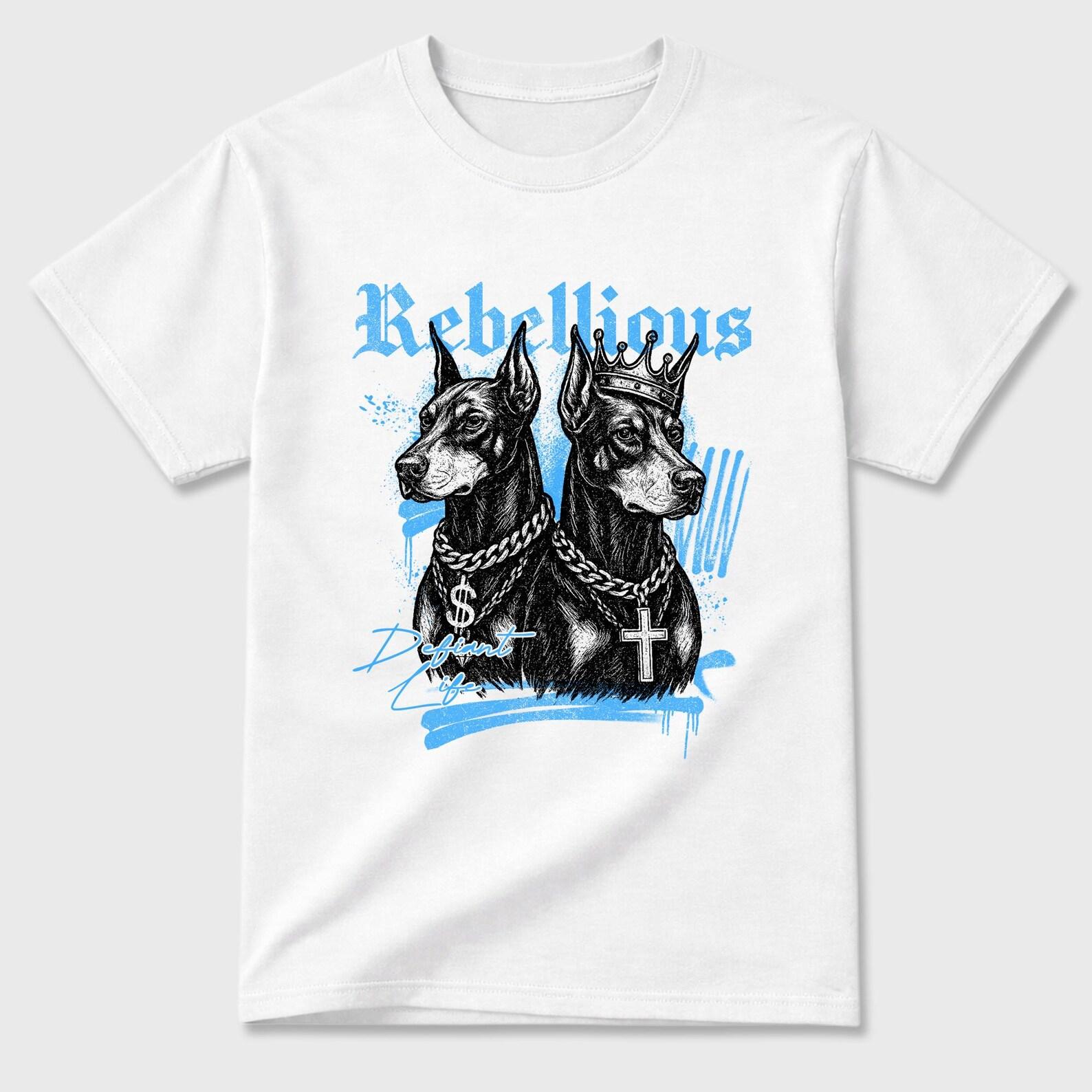 Rebellious graphic tee. Streetwear Brand Graphic T-Shirt. AJ14 University Blue S