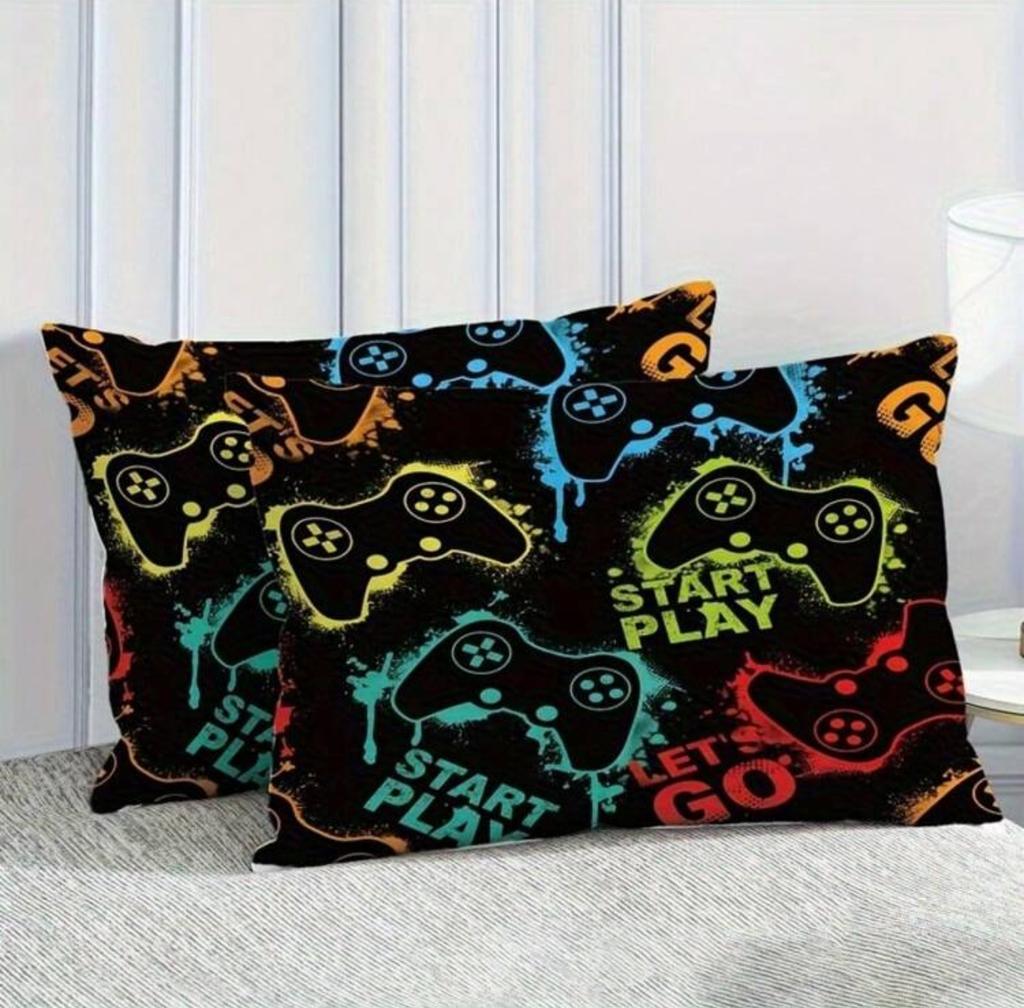 Game Console Digital Print Down Quilt Set - Polyester - Bedroom Decoration -1 Bedspread +2 Pillowcases (No Pillow Core)