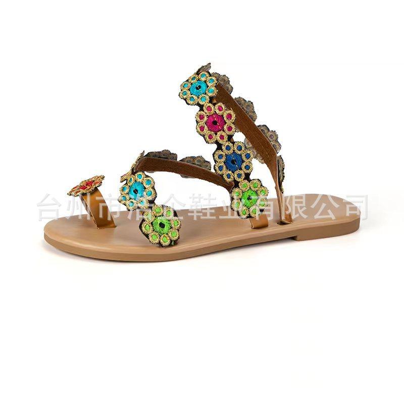 Summer New Large Size Sandals Bohemian Handmade Fashion Sun Flower Cool Slippers