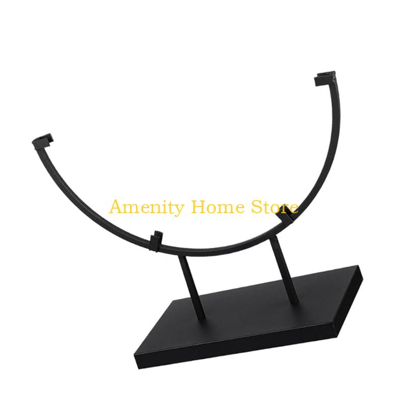 F26C Multipurpose Iron Holder for Displaying Round Plate Photo Picture Frame Stained Glass Art Stand Base Easy Installation