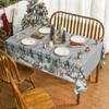 Christmas Polyester Tablecloth Snowman Print Lightweight Stain Resistant Dining Decor Long Table Cover