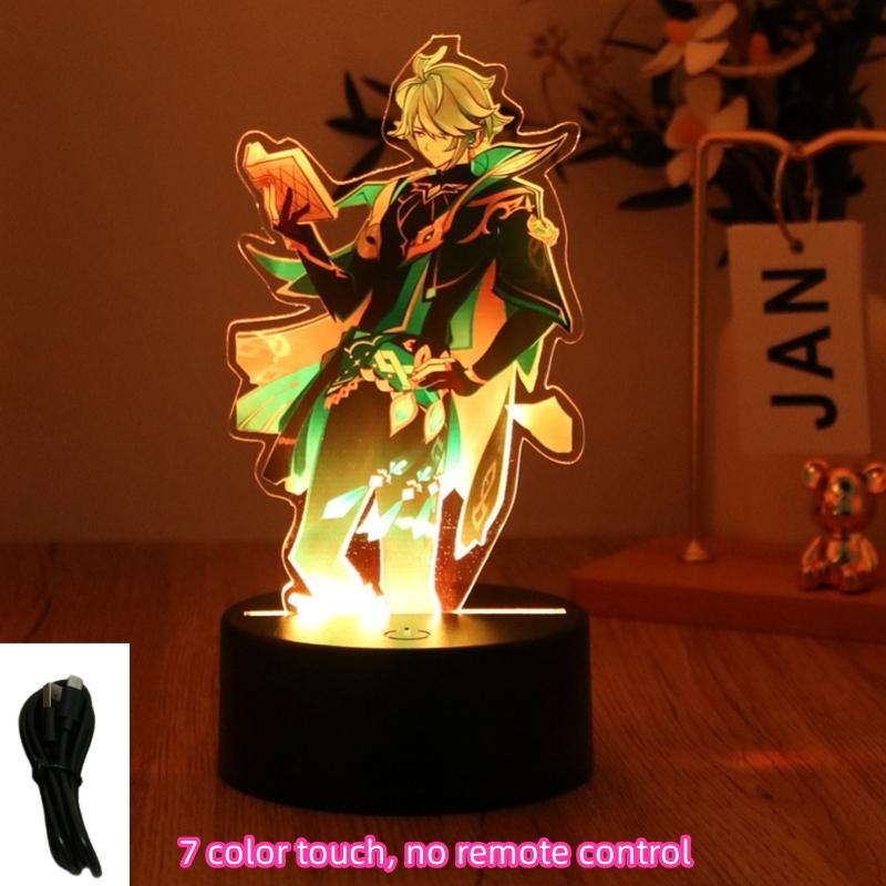 Genshin Impact 3D Lampe Zhongli Raiden Shogun Klee Anime LED Nachtlicht für Schlafzimmer Dekoration Mondlampe Geburtstag Beste Geschenke Luces