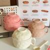 Mleczny fufu ceramiczna miska na zupę błyskawiczną z pokrywką duża pojemność miska na zupę miska na zupę błyskawiczną pokój studencki osobisty kubek na zupę błyskawiczną