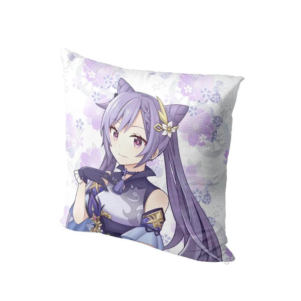 Anime Cartoon Genshin Series Printed Pillowcase Cute Kawaii Pink Bedside Bedroom Sofa Cushion Cover Body Pillow Case x