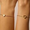 Adjustable Hollow Heart Matching Couple Bracelets, Minimal Alloy Fashion Wristband Romantic Valentine Day Gift For Lovers Daily