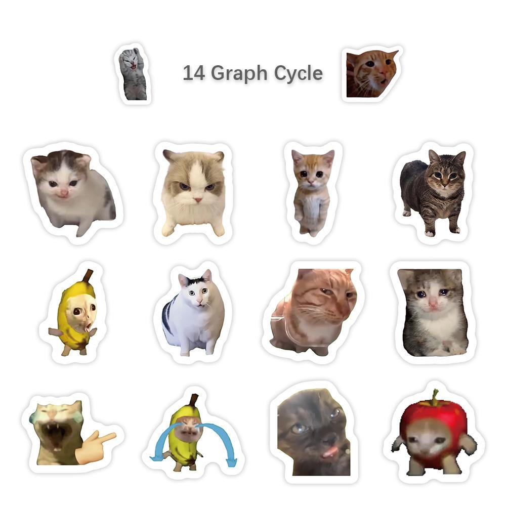 500pcs/roll Funny Cat Meme Stickers Sealing Label Decals Cute Decoration Notebook Phone Guitar Kids Reward Cartoon Sticker Gift