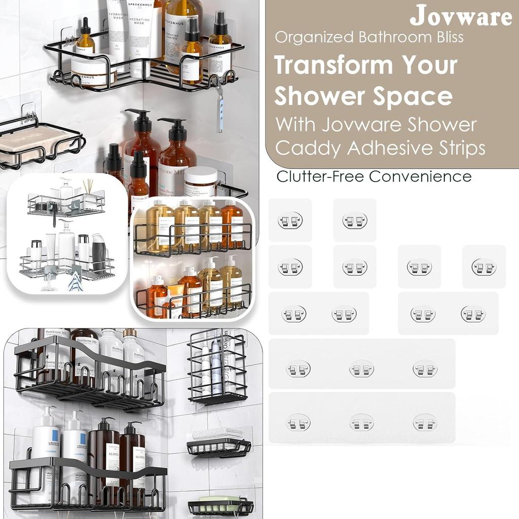 Shower Caddy Adhesive Replacement Stickers, Shower Organizer Adhesive Replacement, Assorted Wire Hook 10 Pack