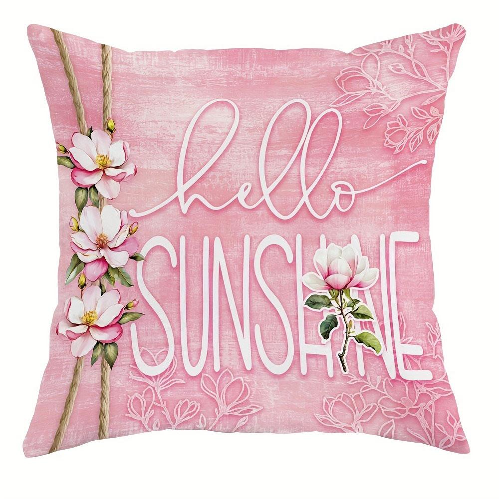 Pink Floral Spring Print Nordic Home Decor Pillowcase Bedroom Living Room Sofa Decoration Polyester Cushion Cover with Zipper