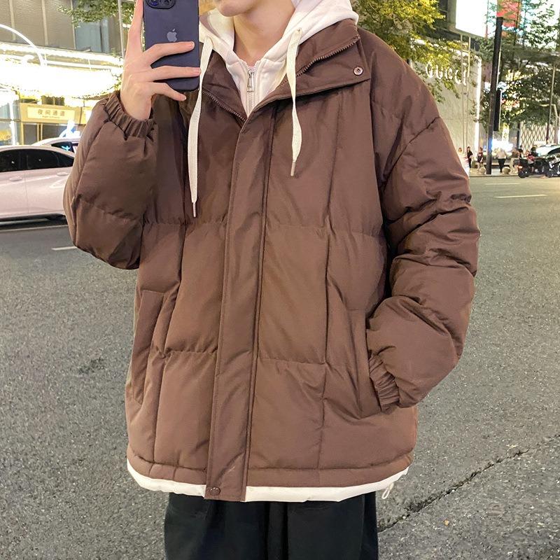 Men's Cotton-padded Coat, Men's Fake Two-piece Thickened Autumn and Winter New Warm Couple's Cotton-padded Jacket Trend