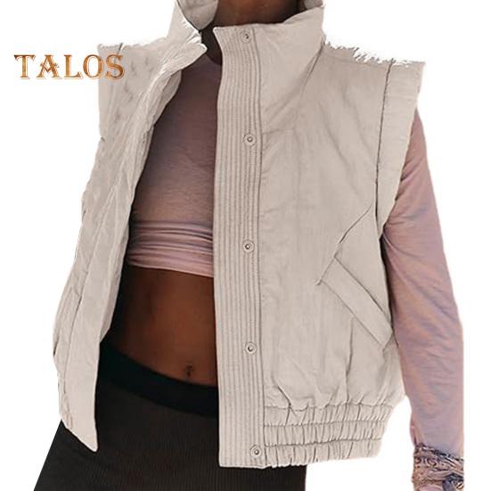 

Женский зимний жилет, пальто с карманами, эластичный подол, воротник-стойка, утепленный жилет, однобортная однотонная короткая куртка для повседневной носки на открытом воздухе S абрикосовый