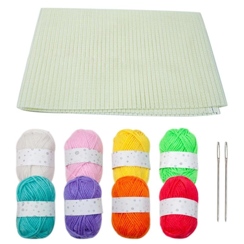 Linen Embroidery Fabric and Embroidery Thread Needle Set, Needlework Fabric X3UC
