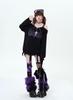Korean Style Off-Shoulder Punk Sweater with Turn-Down Collar - Women's Autumn/Winter Ripped Knitted Top
