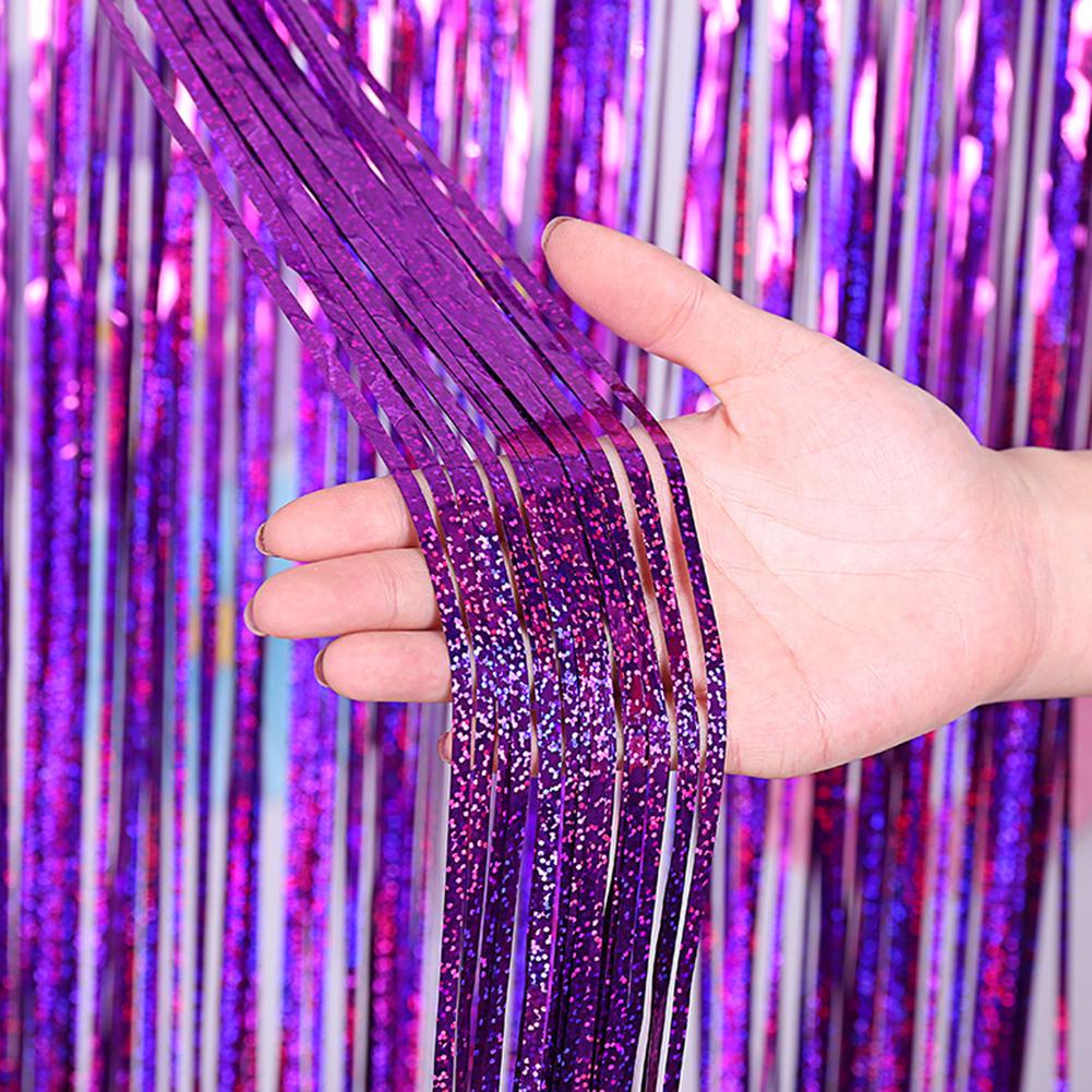 2.5M Party Backdrop Background Rain Curtain Glitter Foil Tinsel Birthday Wedding