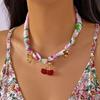 Adjustable Bohemian Scarf Necklace Vintage Neck Chain Sweet Cherry Strawberry Choker  Casual Wear