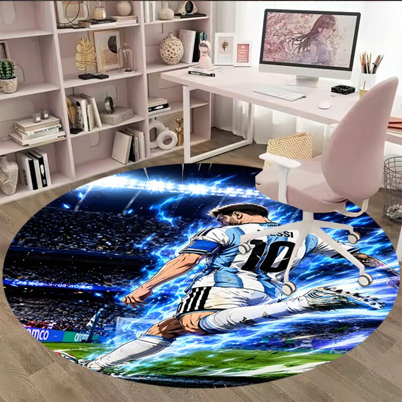 1pc M-Messi5 Carpet, Round Rug, Comfortable, Suitable for Entryways, Living Rooms, Office, And Bedrooms, Christmas Decoration