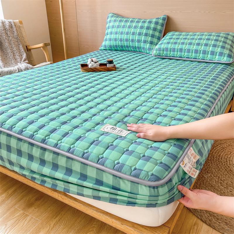 Unprinted Cotton Mattress Three-piece Set of Padded Cotton Thickened All-inclusive Simmons Mattress Protective Cover Non-slip
