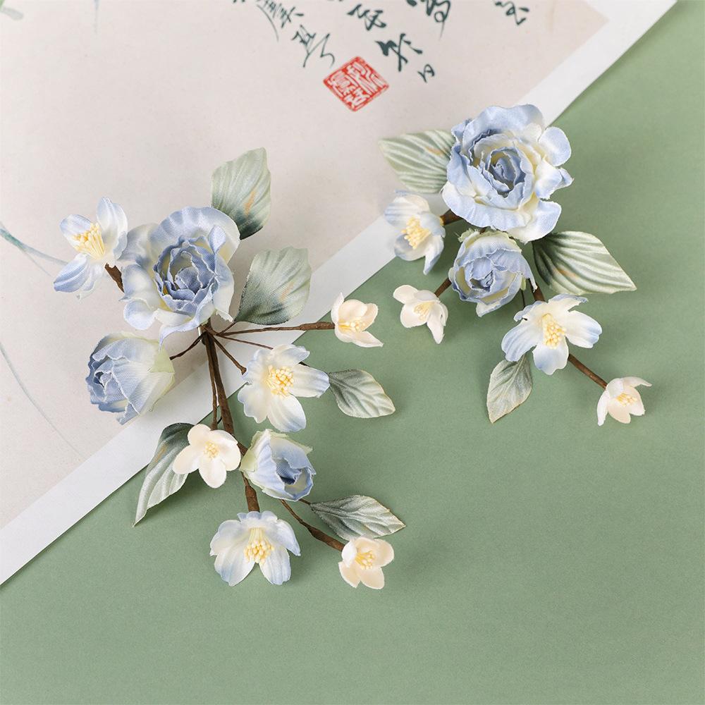 Flower Hair Clips Forks Chinese Hanfu Hair Accessories for Women Hairpin Fork Handmade Vintage Wedding Hair Jewelry Retro Crowns for Girl and Women