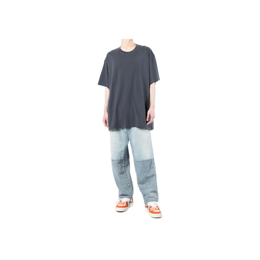 Off-White Diag Tab Over Short-Sleeve Tee Outer Space Men Tops Blue OMAA038S22JER0024646