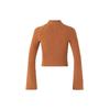 adidas Originals Ribbed Knit Cropped Long Sleeve Top Brown White Women JI7059