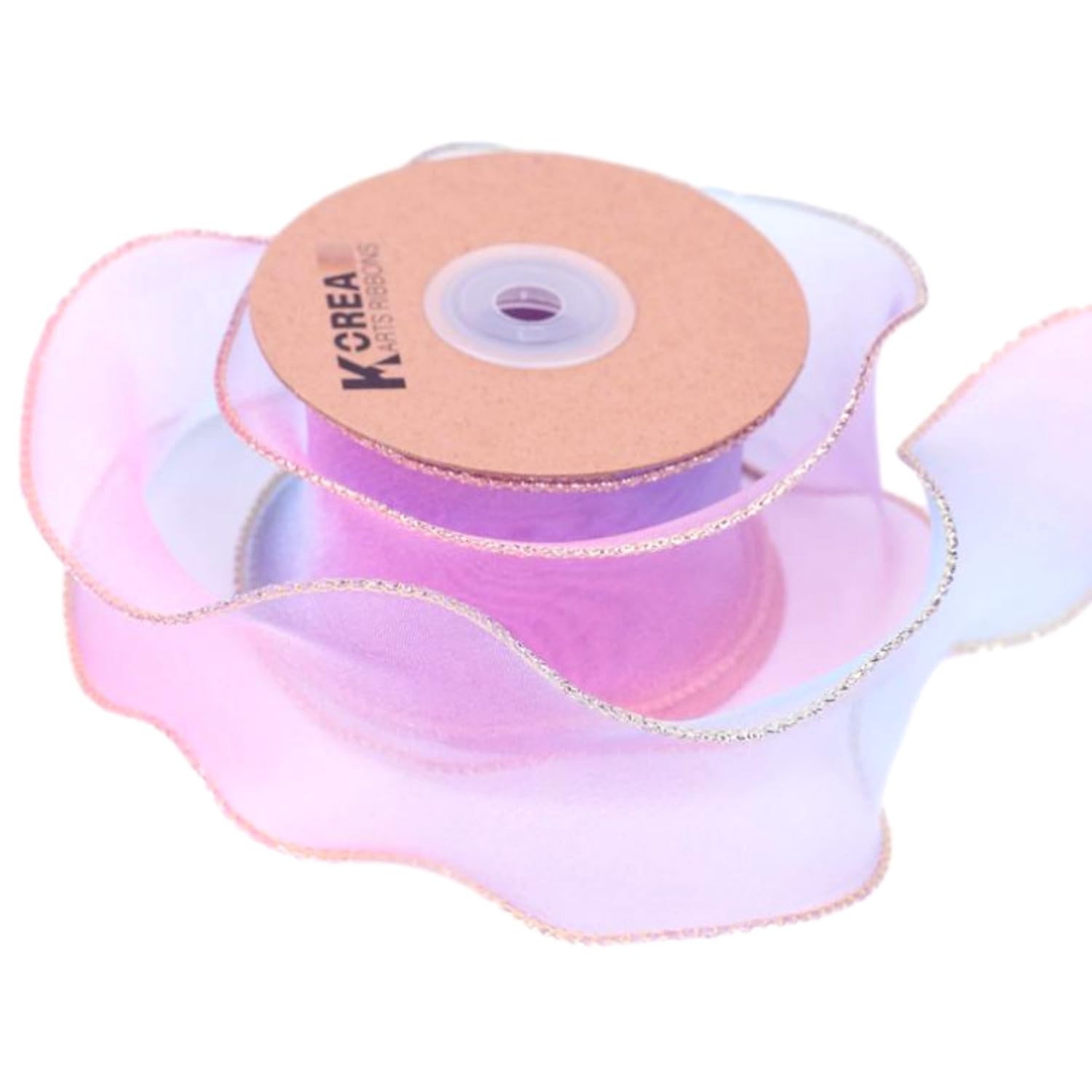 

Радужная органза 5см Золотая для упаковки подарков и рукоделия [moonfarm] Лента, Широкая, С краем, (Радуга 2, 45м)