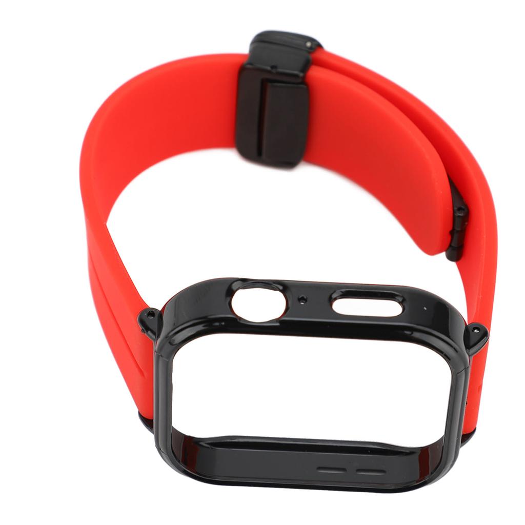 Silicone Magnetic Watch Band with Black Bumper Case for Watch Fit 3 Quick Release Folding Magnetic Buckle Watch Strap