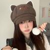 Hat Retro Fashion Cat Ears Octagonal Hat Female Autumn and Winter Painter Hat Showing Face Small Newsboy Hat Beret
