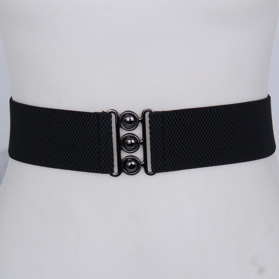 Модный пояс-цепочка на талию в корейском стиле, эластичная талия, металлическая пряжка, регулируемый - Удобный эластичный аксессуар чёрный