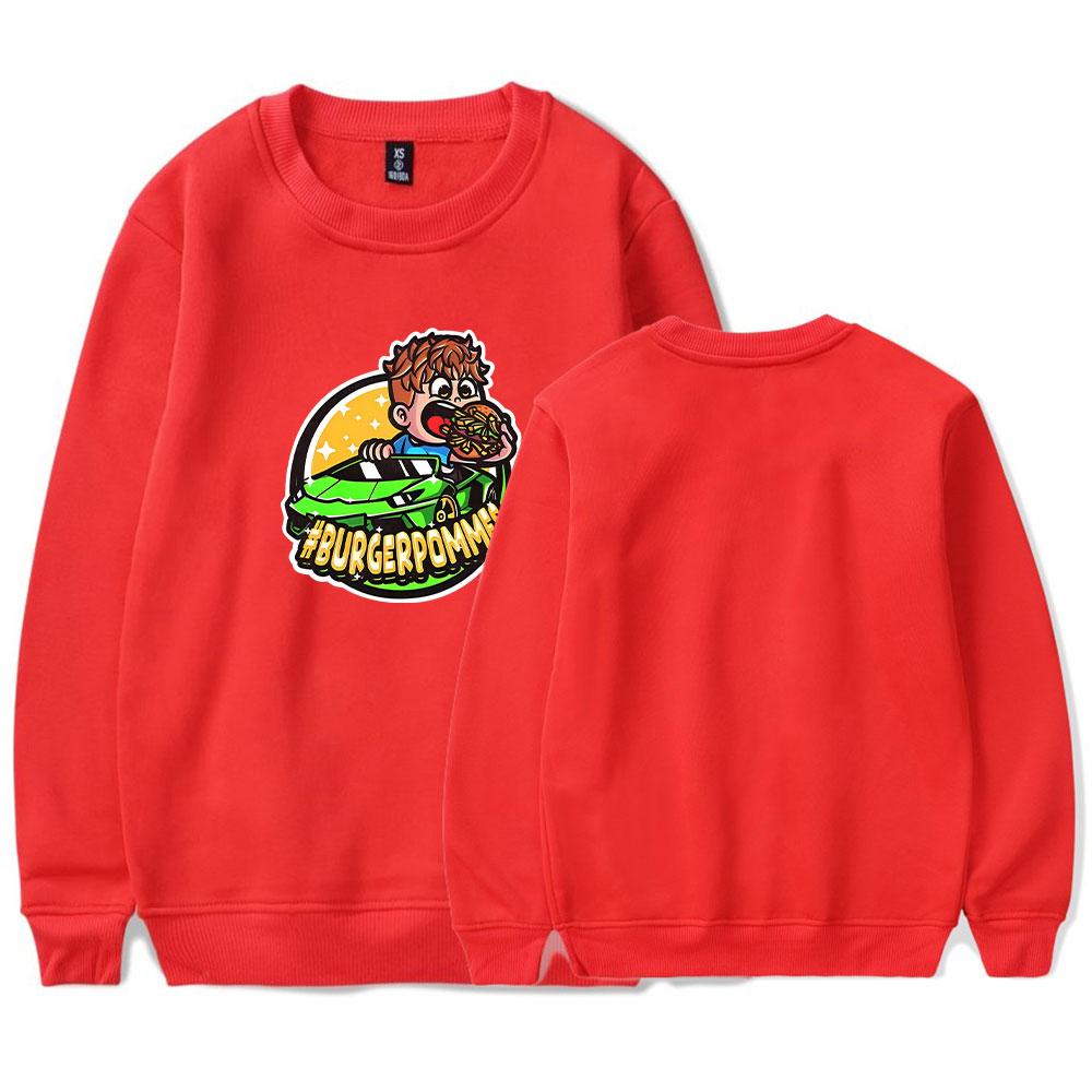 

Burgerpommes ICrimax Oversized Hoodie Women Men O-neck Long Sleeve Sweatshirt Casual Tracksuit Funny Clothes XXS червоний