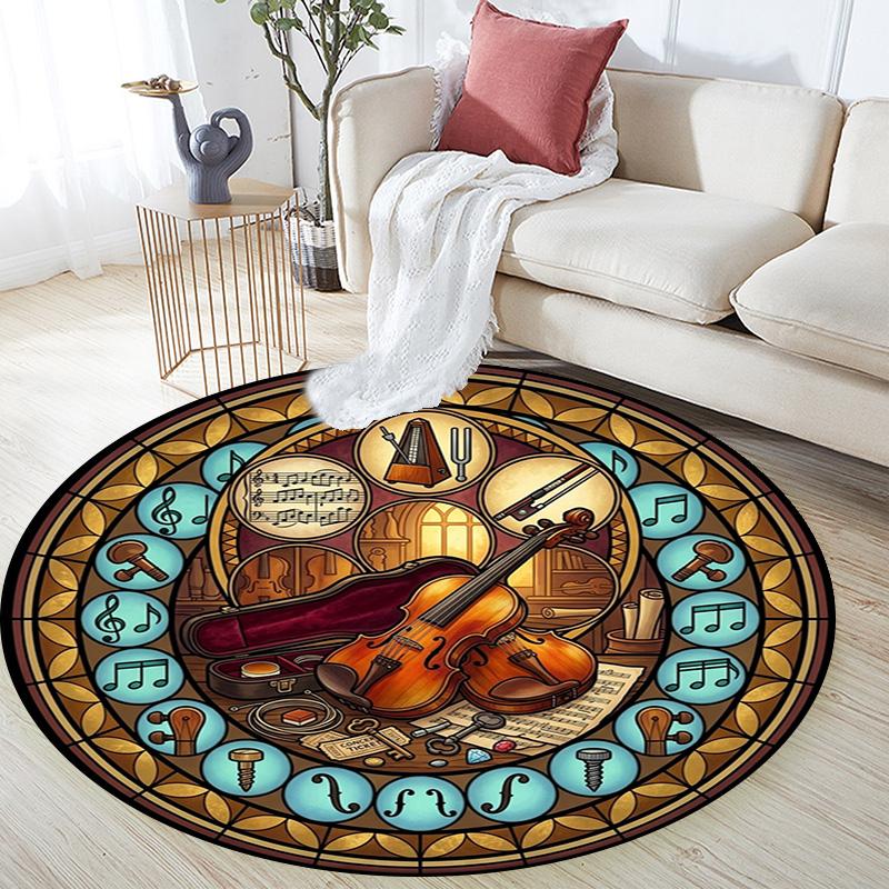 Music Nature Harmony Round Area Rug Under Office Chairs Bedroom Living Room Home Decor