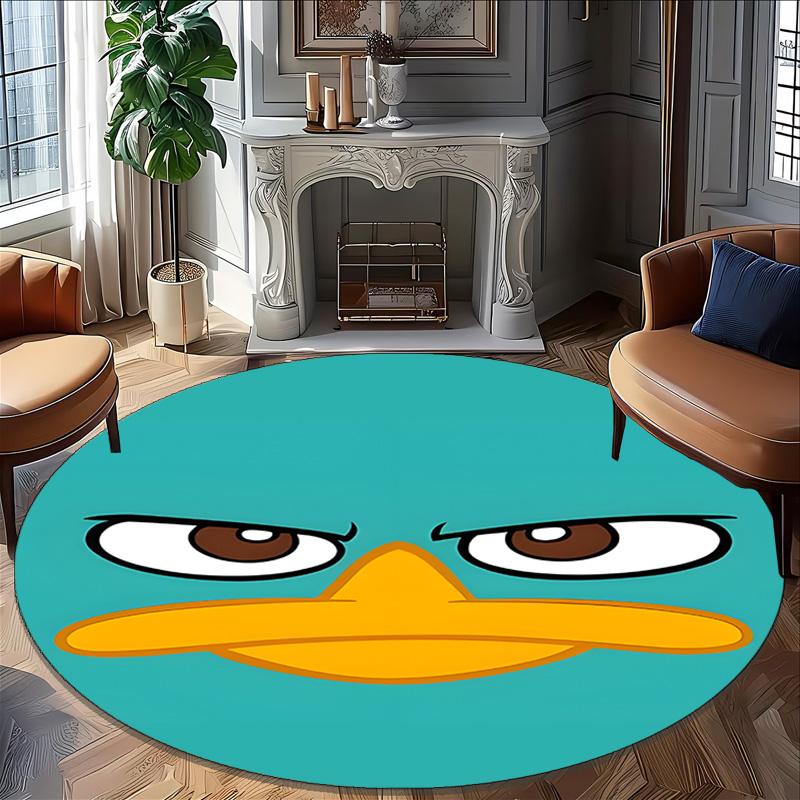 1pc Phineas and Ferb1 Carpet, Round Rug, Comfortable, Suitable for Entryways, Living Rooms, Office, And Bedrooms, Christmas Decoration