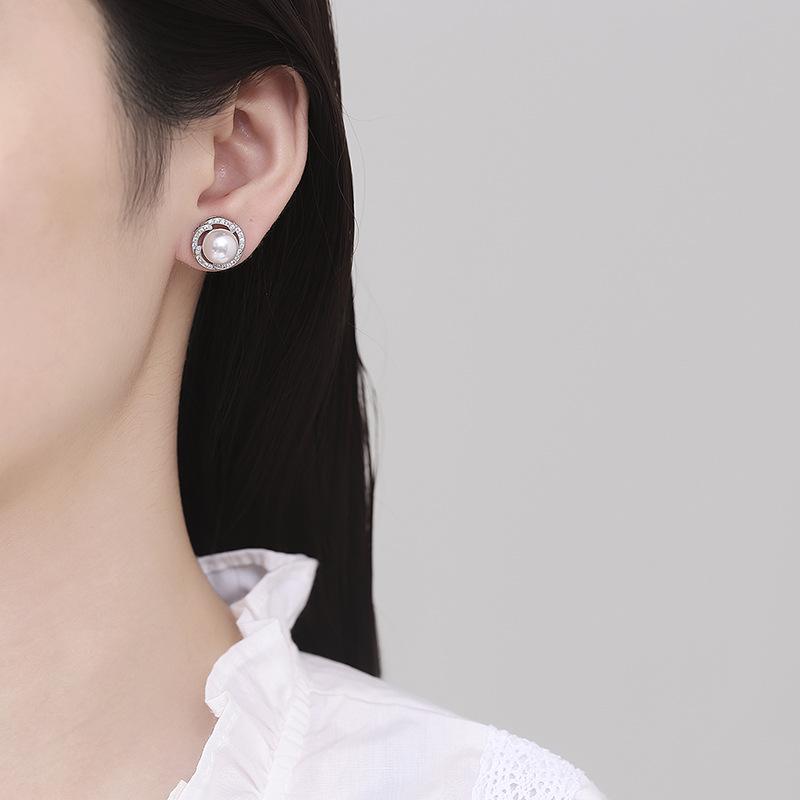 Natural Freshwater Stud Earrings Temperament Flower Earrings Women'S Light Luxury High-End Earrings