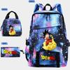 Dragon Ball Peripheral Cartoon Printed Backpack 3PCS Set Student School Bag Shoulder Bag Pencil Case Set