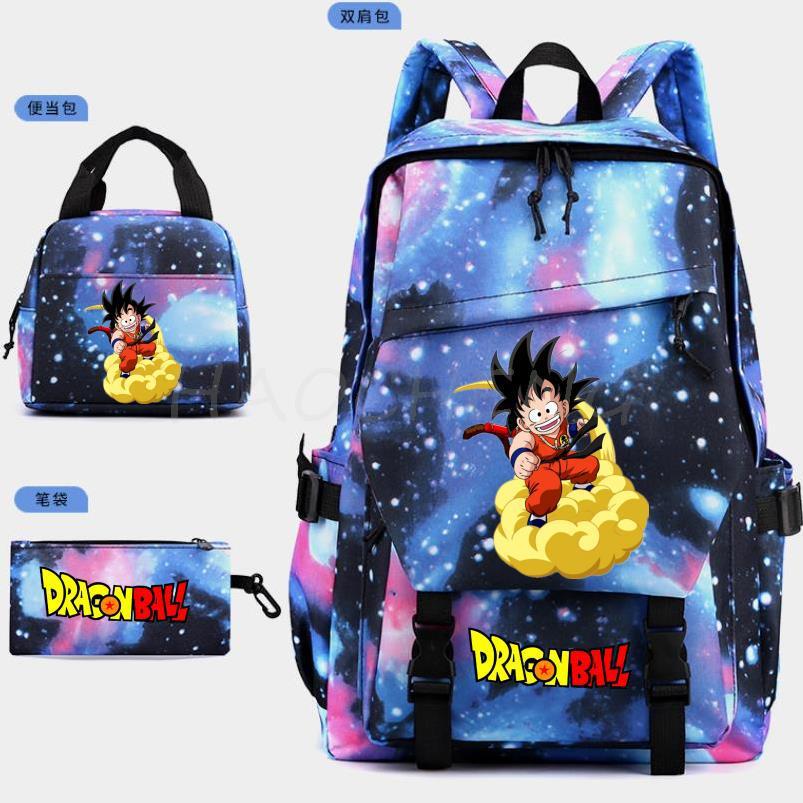 Dragon Ball Peripheral Cartoon Printed Backpack 3PCS Set Student School Bag Shoulder Bag Pencil Case Set