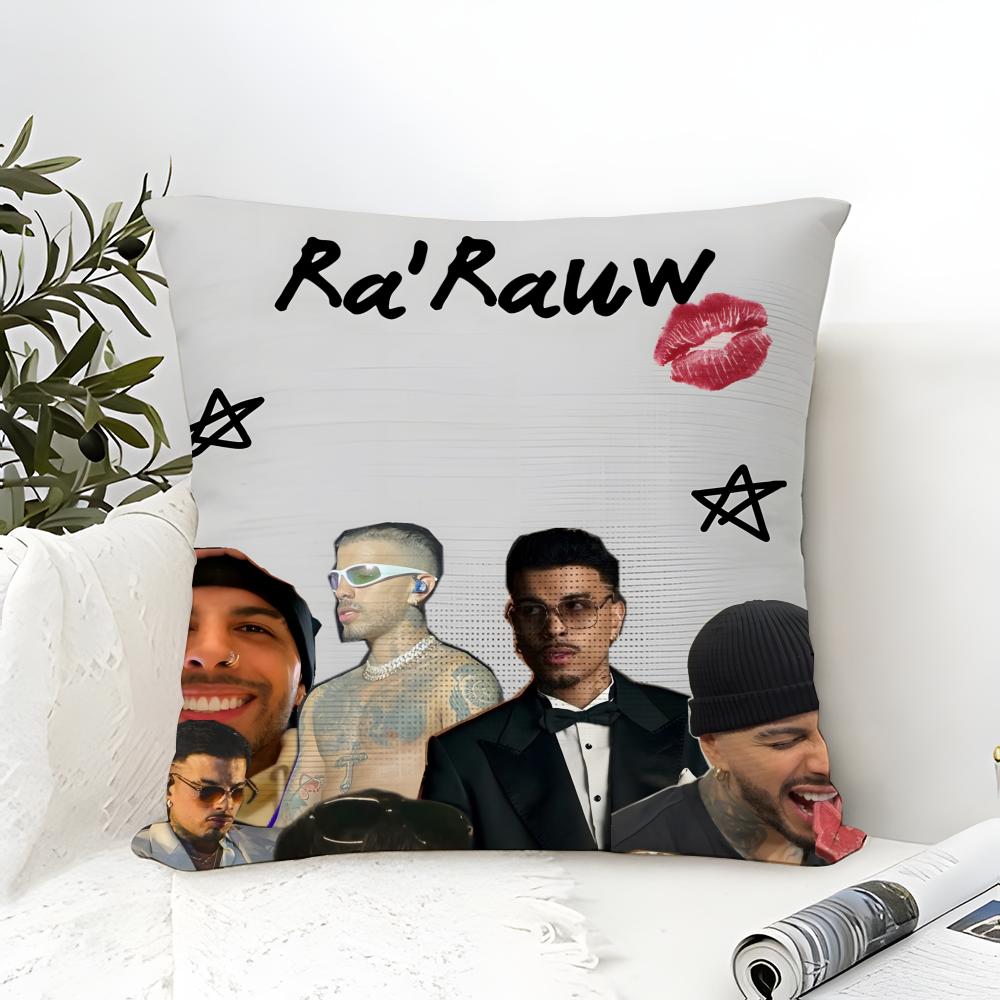 Pillow Case Cotton Linen Fabric Square Zipper Pillowcase Home Decorative Living Room Playa Saturno R-Rauw Alejandro Singer 4