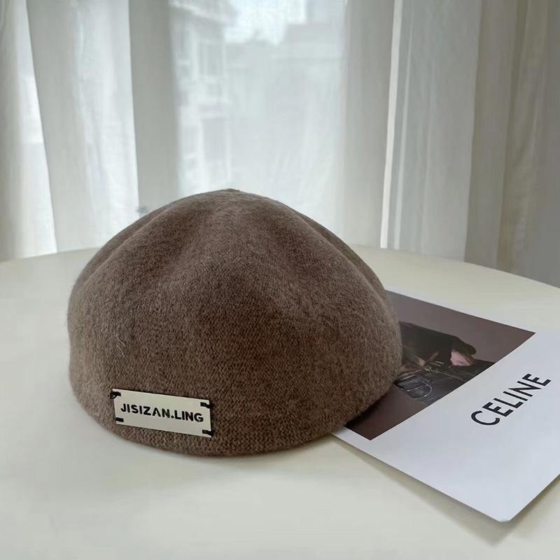 

Эта вязаная шапка бини из верблюжьей шерсти, женский осенне-зимний модный стиль, носить шапку задом наперед M（56-58cm） верблюд