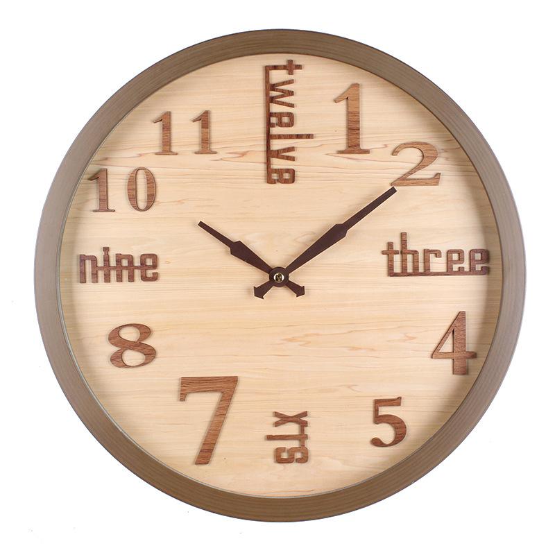 

Настенные часы с текстурой дерева, Простые и высококлассные декоративные часы, Бесшумные и точные кварцевые часы, Домашние часы для гостиной 3