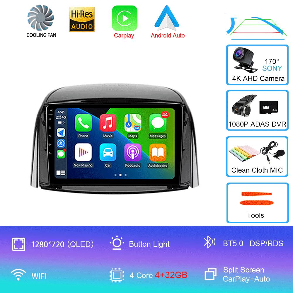 Car Radio Android 14 Carplay For Renault Koleos 2008 - 2016 Navigation Multimedia Player Stereo WiFi+4G Video Auto DVD 360Camera