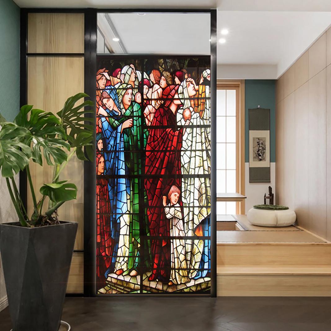 

Church Stained Glass Decals Window Film Privacy Heat Insulation and Anti UV Blocking Static Cling Window Sticker for Home J76 (as the picture,40x100cm WxH)