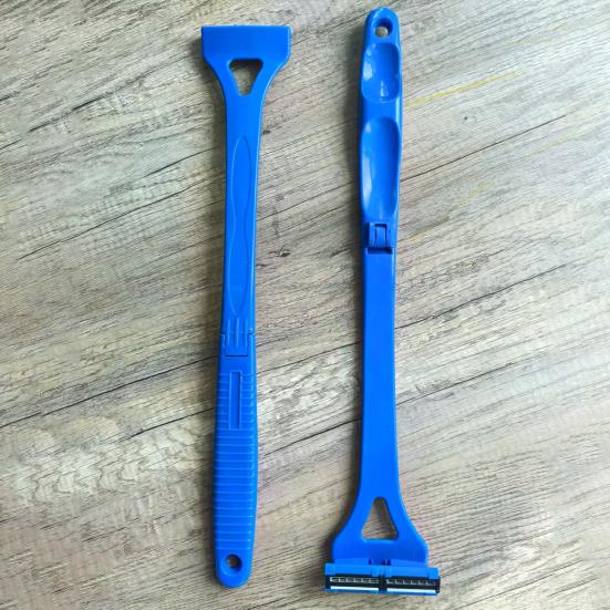 Men Back Shaver with 2 Heads Brush Folding Long Handle Bath Shower Back Hair Trimmer Manual Wet Dry Body Hair Remover Grooming Tools