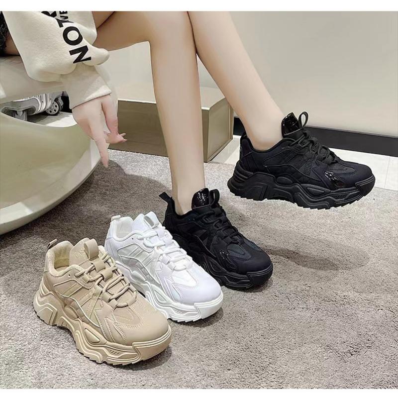 Casual Simple Fashionable Solid Color Design Trendy Sports Shoes Thick Soled Women's Shoes