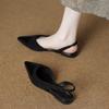 Fashion Sexy Pointed Toe Mid Heels Sandals Women Shoes Slingback Summer 2025 Trend Dress Leather Pumps New Elegant Party Sandalias Mujer