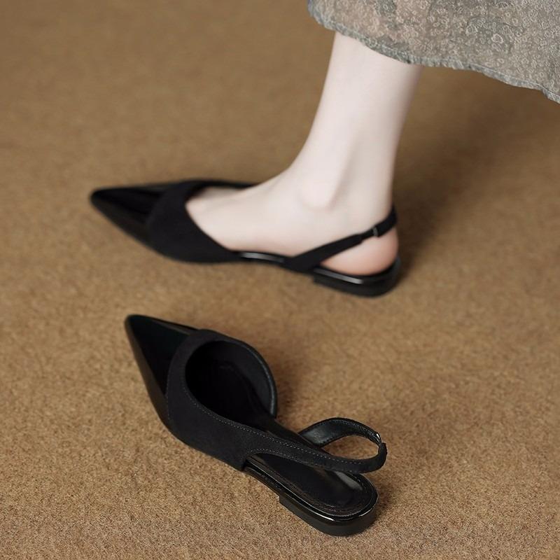 Fashion Sexy Pointed Toe Mid Heels Sandals Women Shoes Slingback Summer 2025 Trend Dress Leather Pumps New Elegant Party Sandalias Mujer