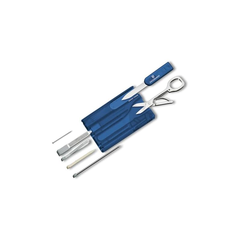 VICTORINOX Swiss Army Knife with Swiss Card, Classic Translucent Blue, Multi-Function Stationery, Scissors, Ballpoint Pen, Swiss-Made 10-Function