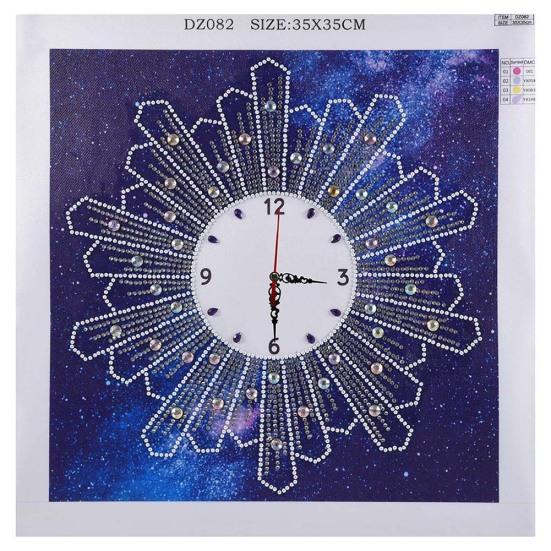 Reloj de pared de 35x35cm, punto de cruz, decoración de pintura de diamante multiforma parcial DIY