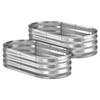 2 Pack Galvanized Raised Garden Beds, 1200 X 600 X 300 Mm, Oval Metal Planter Boxes Kit Outdoor, Bottomless Elevated Garden Box with Gloves, Alu-Zinc,